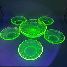 Art Deco Uranglas Dessert Set