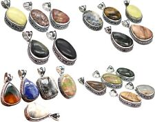 Mix Viele Amazonit und Weitere Edelstein Handgemacht Versilberter Anhänger