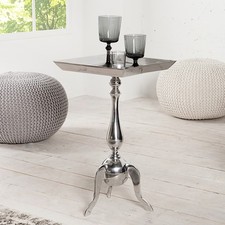 Filigraner Beistelltisch TRAYFUL 55cm silber Aluminium Tablett-Tisch Tabeltt