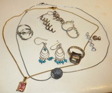 SCHMUCK Paket Ohrringe Ohrhänger Creolen Ketten mit 925 Silber Anhänger 15 Teile