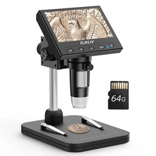 Elikliv Mikroskop für Kinder/Erwachsene,Mikroskop digital 4,3 Zoll Bildschir 64G
