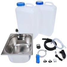 230V Camping mobile Spüle Bausatz  Set 19L Kanister Spülbecken Waschbecken