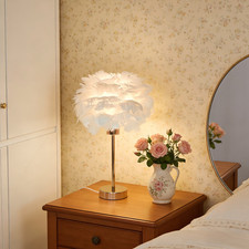 Weiße Feder Tischlampe mit