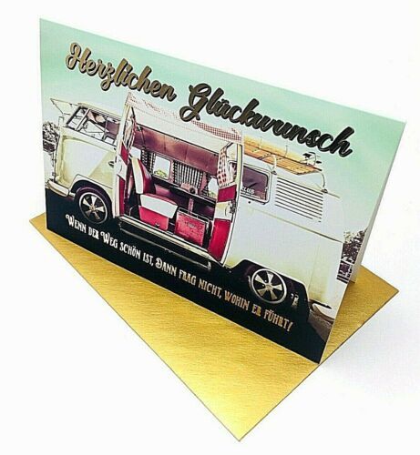 Campingbus glückwunschkarte - campingbus,