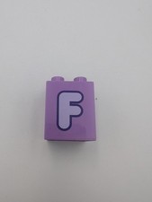 1x Lego Duplo Motiv Bau Stein 2x2x2 Lila Buchstabe F 31110pb149