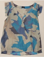 ARMANI Damen durchsichtiges Blusentop EU 44 XL blau Camouflage Seide BX04