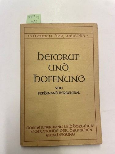 Heimruf und hoffnung goethes - heimruf,