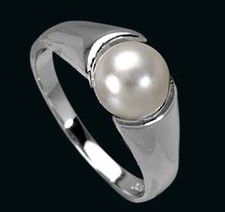 925 ECHT SILBER RHODINIERT *** Perlen Ring, Größenauswahl