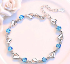 Armband Armkette Herz Zirkon weiß Sterling Silber Damen Schmuck