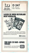 Bundesbahn - Fahrplan -Ihr Zug-Begleiter D 247 Köln - Berlin - Warszawa  10/1982