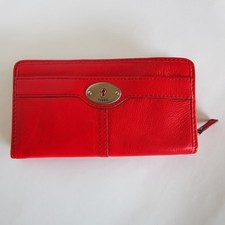 FOSSIL Damen Geldbörse MARLOW ZIP CLUTCH Red SL3290600 Leder Börse rot