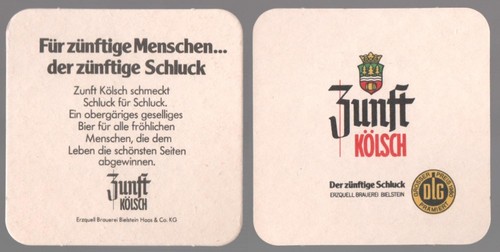 Alter bierdeckel zunft - bierdeckel, kölsch
