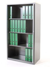Aktenschrank 4OH, 150x80cm, Korpus und Böden Metall, Grau/ Silber, Lamellenschie