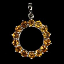 925 Sterling Silber Anhänger Rund Citrin 3.5mm Natürlicher Edelstein Schmuck