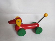 BRIO Holz Dackel rot /Nachziehdackel/ Nachziehtier Spielzeug Vintage