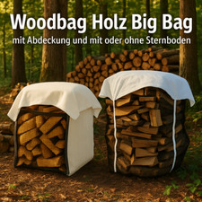 Woodbag Holzbag BigBag mit Deckel und mit/ohne Sternboden für Brennholz Big Bag