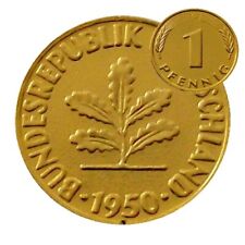 1 Pfennig Glückspfennig 24 Karat vergoldet Geschenk Geburtstag Hochzeitstag