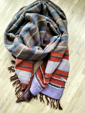 ESPRIT Webschal Tuch Stola Wollgemisch warme Herbstfarben Hellbraun Flieder Rost