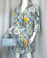 Boho Tunika Kleid Dolce Vita Mini Blusenkleid Hängerchen Blau 36,38,40,42 Neu