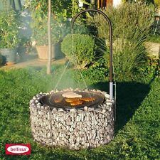 Bellissa Feuer und Grillstelle 92/72cm inkl Schwenk Grill Gabionen Rost Galgen 