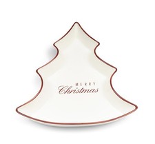 Riviera Maison Merry Christmas Plate Porzellan Baumform rote Akzente Platte Tell