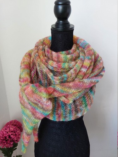 Tuch gestrickt mohair seide - h,