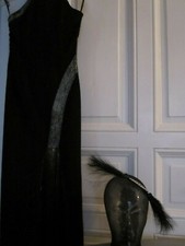 Kleid 34 36 art deco ära look - orig. Feder Brosche schwarz Silber BOHEME Berlin