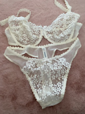 Exklusiver BH Slip Passionata Designer Unterwäsche Bikini Spitze 80C M weiß Neu