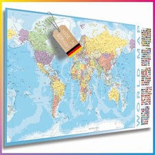 Politische Weltkarte Poster mi Fahnen XL Karte Länder-Flaggen Landkarte 100x44cm