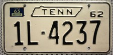 Tennessee Nummernschild USA Kennzeichen 1962 1965 US Vintage Car Oldtimer Schild