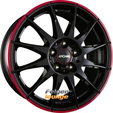 4 Alufelgen RONAL R54 MCR Jetblack-Red Rim 7x16 ET25 4x108 16 Zoll