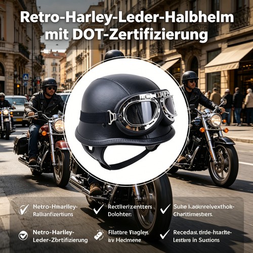 Retro leder halbhelm - retro,