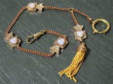 Alte Taschenuhrkette Uhrenkette Uhrkette Jakob Bengel Idar Oberstein Opal Stein