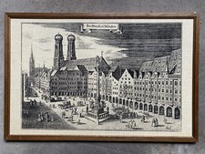Der Markt zu München, Siebdruck auf Leinen, Holzrahmen