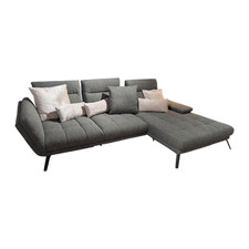 Poco Ecksofa Brixton Stoff Jazz Khaki 757 Grau Fuß Schwarzmatt mit Fußstütze