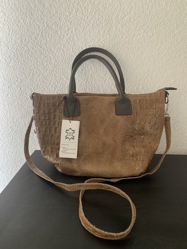 Leder handtasche braun echt - braun,
