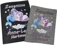 Zeugnismappe mit Namen Filz