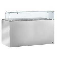 Saladette PREMIUM - 1368mm - 3 Glastüren - mit Glasaufsatz  mit 8 Behälter inkl.