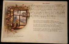 56566 Künstler Lied AK Mei Bälsichl Vogelkäfig am Fenster um 1900 A. Günther