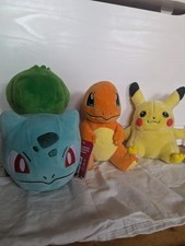 Pokémon Plüschfiguren Set – Bisasam mit Etikett, Glumanda & Pikachu – Konvolut