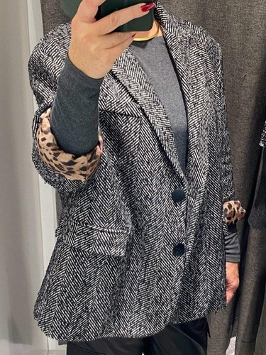 Damen woll blazer fischgrät - woll,