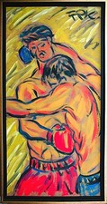 Felix Pfefferkorn *1945: Boxer Boxkampf 100 x 50 cm 1979 im Boxring Runde 5