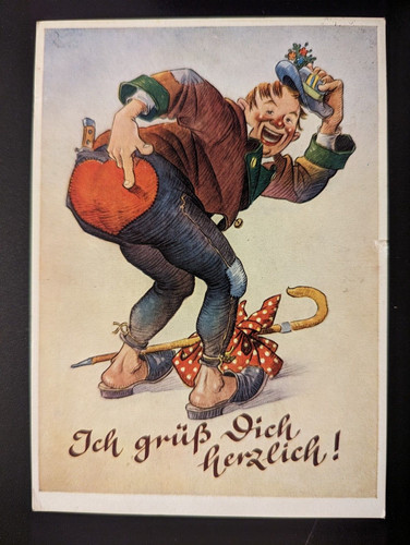 Scherzkarte ich grüß - -,