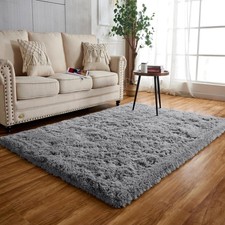 Hochflor Teppich Grau 80x120cm