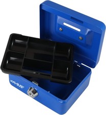 HMF Kinder Spardose Geldkassette abschließbar mit Schlitz blau Geldkasse 