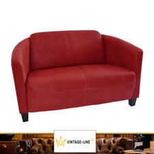 Vintage Leder Design Zweisitzer Sofa Rocket Royal Rouge