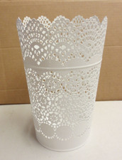 Ikea SKURAR Blumen Umtopf Übertopf  Metall weiß 22,5 x 14,5 cm