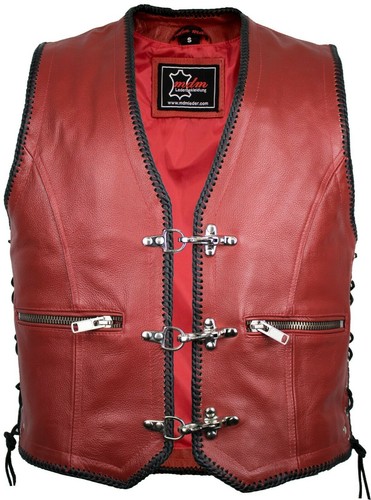 Rote biker lederweste kutte - biker,