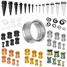Set double flared Tunnel Dehner flesh Tunnelset Dehnset Plug schwarz silber rose