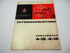 IHC Mc Cormick 323 bis 624  für Mähwerk 4-15 und 4-16 Betriebsanleitung 1970